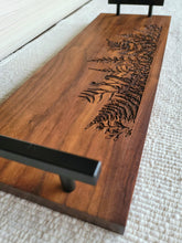 Load image into Gallery viewer, Walnut Hardwood Charcuterie Tray- Botanical Ferns
