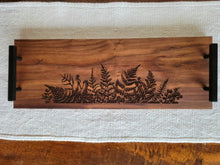 Load image into Gallery viewer, Walnut Hardwood Charcuterie Tray- Botanical Ferns
