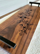 Load image into Gallery viewer, Walnut Hardwood Charcuterie Tray- Magnolia Branch
