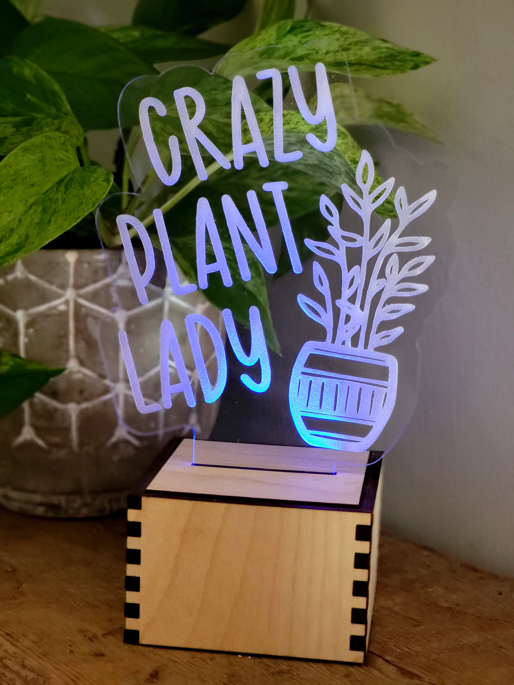 Lit Plant Lady Sign